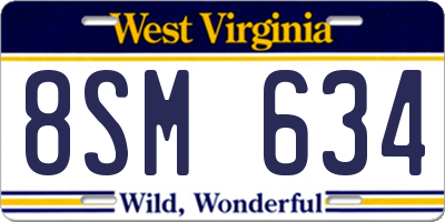 WV license plate 8SM634
