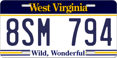WV license plate 8SM794