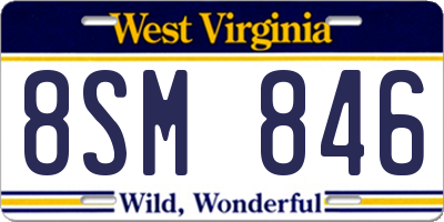 WV license plate 8SM846