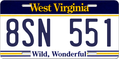 WV license plate 8SN551