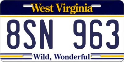 WV license plate 8SN963