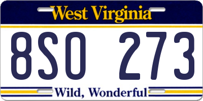 WV license plate 8SO273