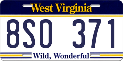 WV license plate 8SO371