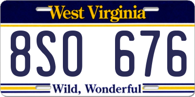 WV license plate 8SO676