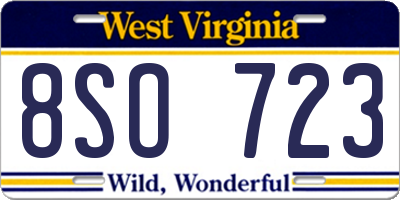 WV license plate 8SO723