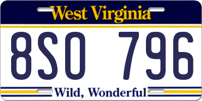 WV license plate 8SO796