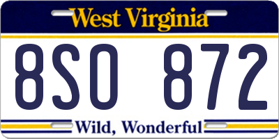 WV license plate 8SO872