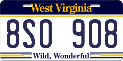 WV license plate 8SO908