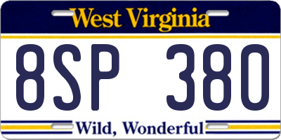 WV license plate 8SP380