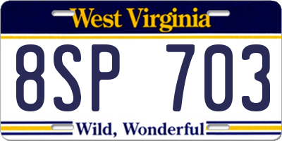 WV license plate 8SP703