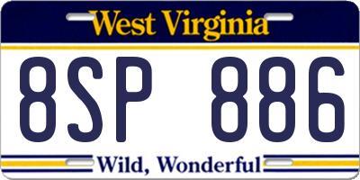 WV license plate 8SP886