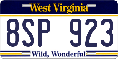 WV license plate 8SP923