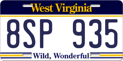 WV license plate 8SP935