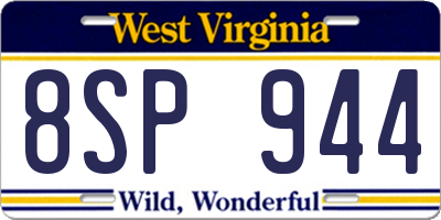 WV license plate 8SP944