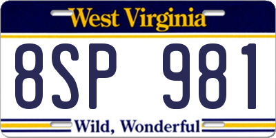 WV license plate 8SP981