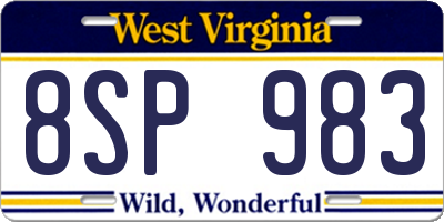 WV license plate 8SP983