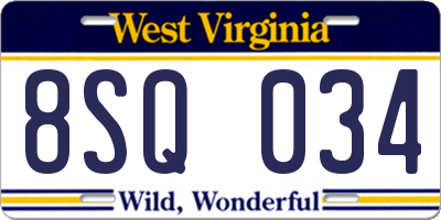 WV license plate 8SQ034