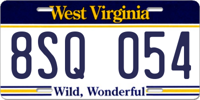 WV license plate 8SQ054