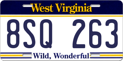 WV license plate 8SQ263