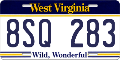 WV license plate 8SQ283