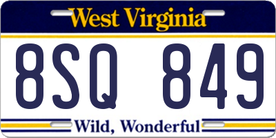 WV license plate 8SQ849