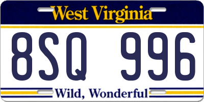 WV license plate 8SQ996
