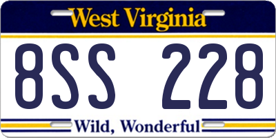 WV license plate 8SS228