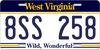 WV license plate 8SS258