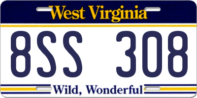 WV license plate 8SS308
