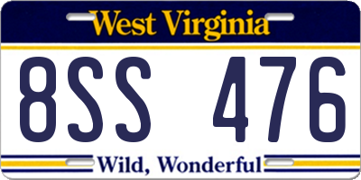 WV license plate 8SS476