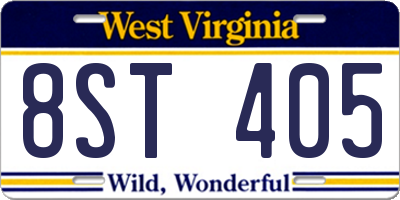 WV license plate 8ST405