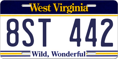 WV license plate 8ST442