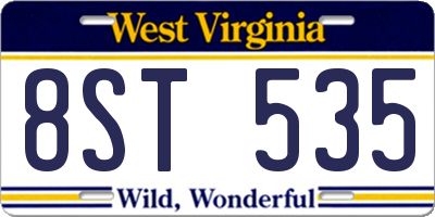 WV license plate 8ST535