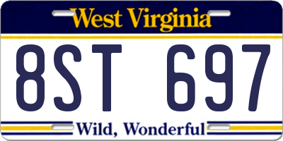 WV license plate 8ST697