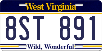 WV license plate 8ST891