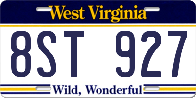 WV license plate 8ST927