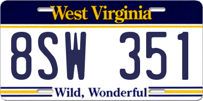 WV license plate 8SW351