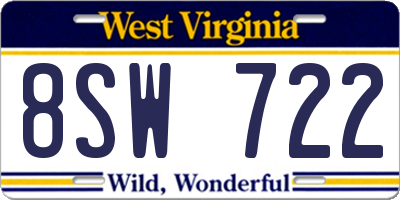 WV license plate 8SW722