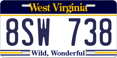 WV license plate 8SW738