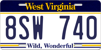 WV license plate 8SW740
