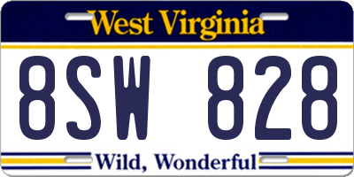 WV license plate 8SW828