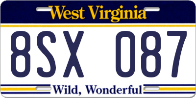 WV license plate 8SX087