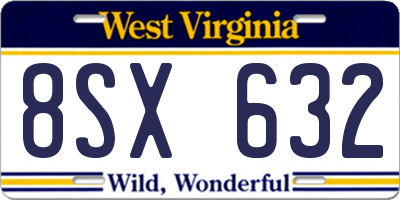 WV license plate 8SX632