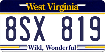 WV license plate 8SX819