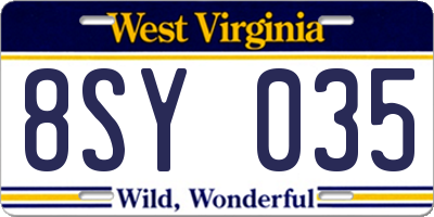 WV license plate 8SY035