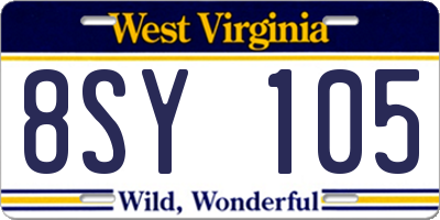 WV license plate 8SY105