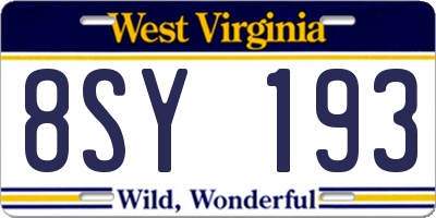 WV license plate 8SY193