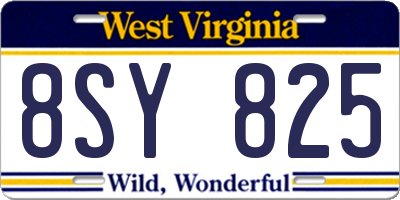 WV license plate 8SY825