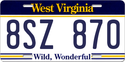 WV license plate 8SZ870
