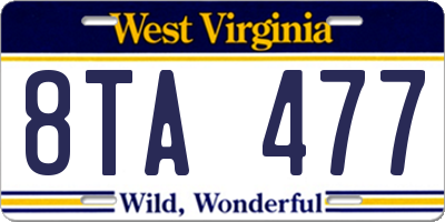 WV license plate 8TA477